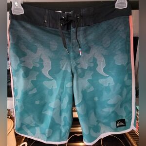Quiksilver Kids Teal and Black Swim Trunks